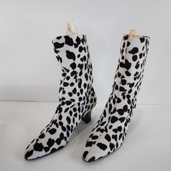Proxy White and Black Fabric Stretch Animal Print Cowgirl Boots Size 7.5 - Picture 5 of 15